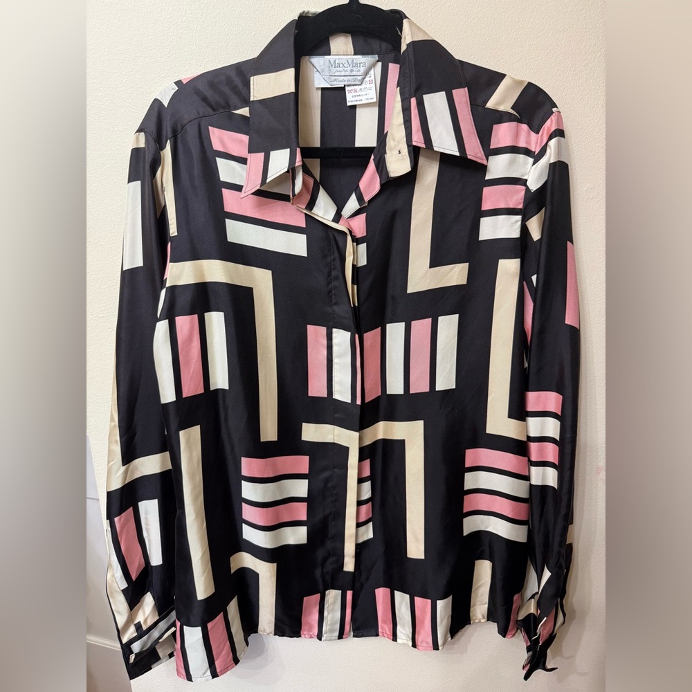MaxMara / 12 / Vintage / 100% Silk / Retro / Geometric / 70s / 80s / Maximalism